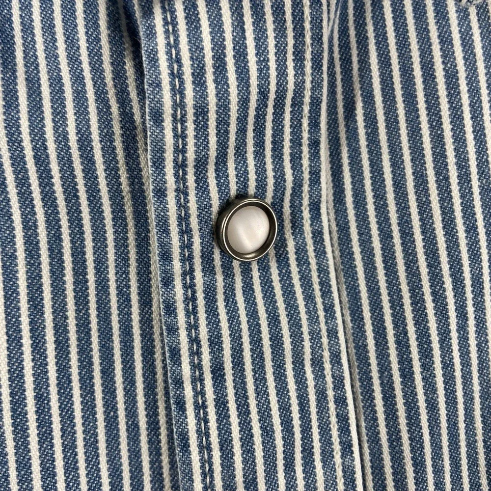 Levi's Western Shirt Mens XL Pearl Snap Relaxed Fit Short Sleeve Striped Cowboy